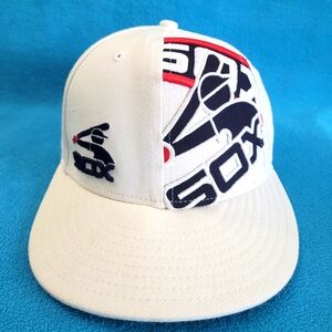 Chicago White Sox Fitted Cap Cooperstown Sz 7 White Big Script